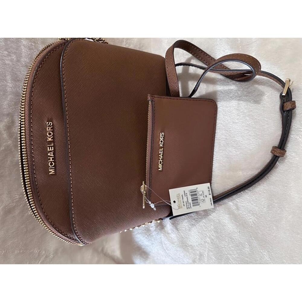 Michael Kors Brown Leather Crossbody Handbag with Matching Cardholder